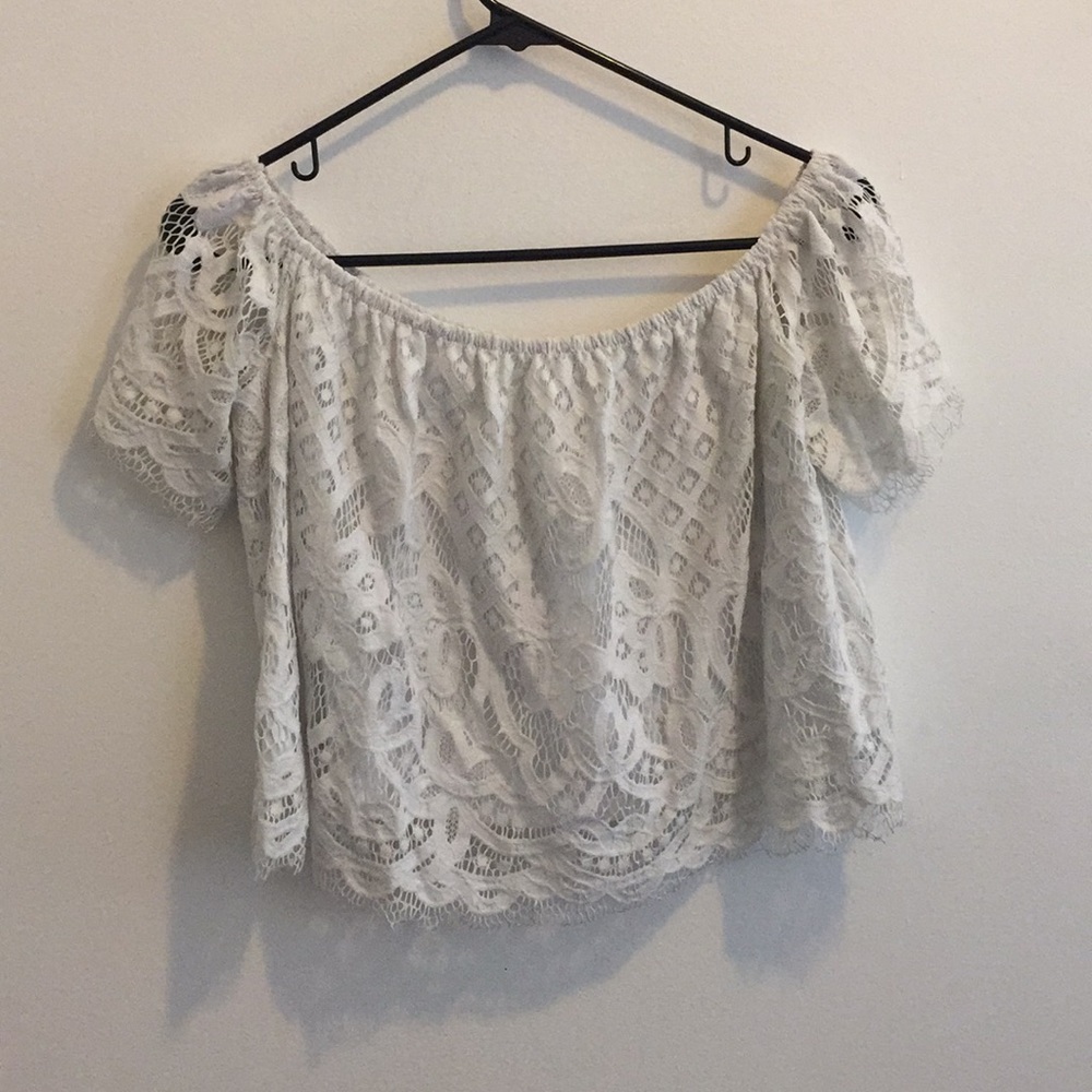 Express off the shoulder lace top